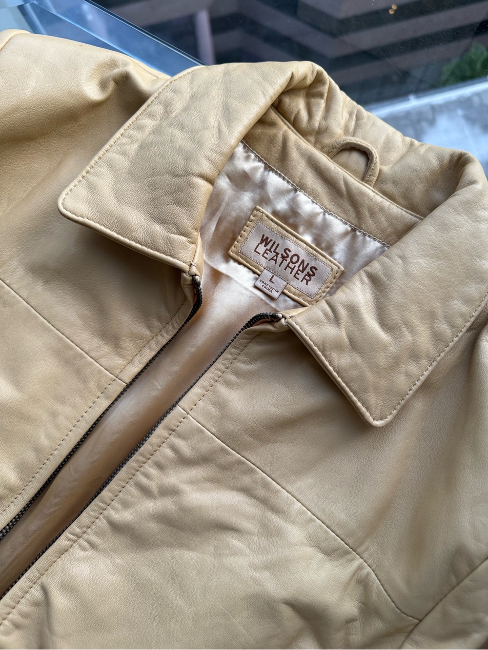 Wilsons Leather Mustard Yellow Zip Collar Jacket - Picture 4 of 7